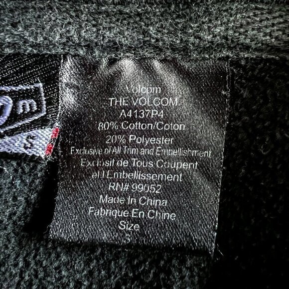 Men's Volcom Stone Graphic Sweatshirt | Hooded | Pull Over | Black | Size Small - Picture 8 of 9